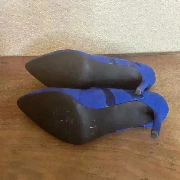 Tara Vibrant Blue‎ Suede Wide Fit Lace Front Stiletto Heels Euro Sz 35.5 E - Picture 5 of 8
